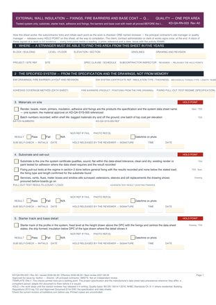 External Wall Insulation — Fixings, Fire Barriers and Base Coat — Quality Inspection Checklist preview