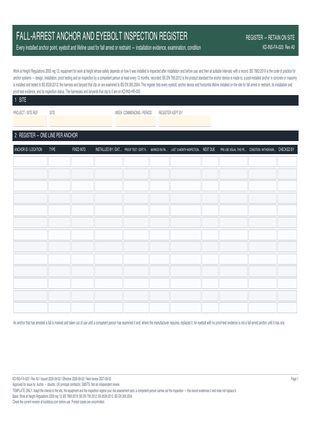 Fall-Arrest Anchor and Eyebolt Inspection Register preview