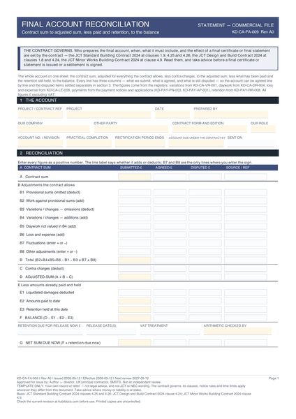 Final Account Reconciliation preview