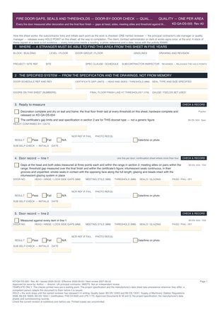 Fire Door Gaps, Seals and Thresholds — Door-by-Door Check — Quality Inspection Checklist preview