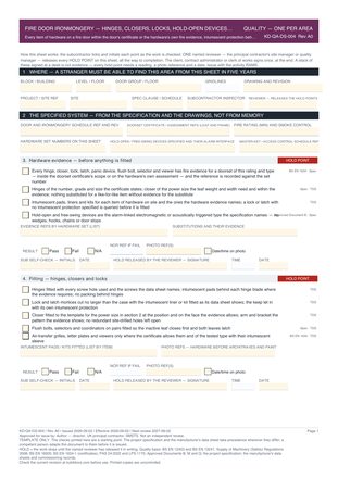 Fire Door Ironmongery — Hinges, Closers, Locks, Hold-Open Devices and Intumescent Protection — Quality Inspection Checklist preview