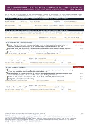 Fire Doors — Installation — Quality Inspection Checklist preview