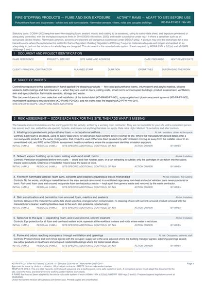 Fire-Stopping Products — Fume and Skin Exposure preview