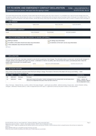 Fit-to-Work and Emergency Contact Declaration preview