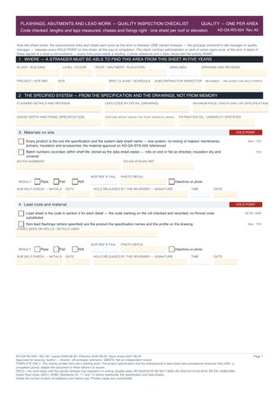 Flashings, Abutments and Lead Work — Quality Inspection Checklist preview