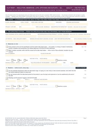 Flat Roof — Insulation, Membrane, Laps, Upstands and Outlets — Quality Inspection Checklist preview
