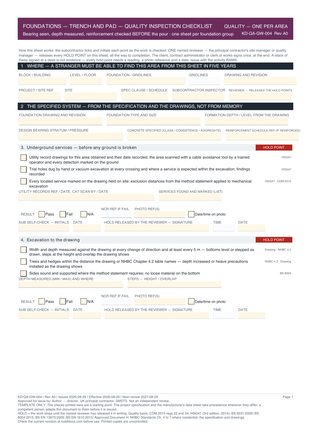 Foundations — Trench and Pad — Quality Inspection Checklist preview