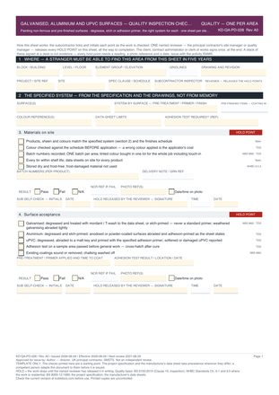 Galvanised, Aluminium and uPVC Surfaces — Quality Inspection Checklist preview