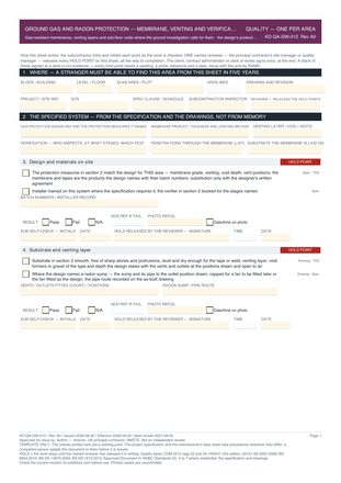 Ground Gas and Radon Protection — Membrane, Venting and Verification — Quality Inspection Checklist preview