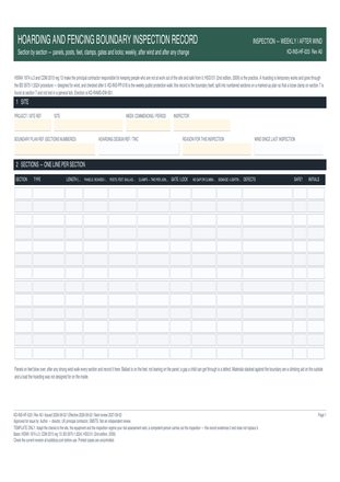 Hoarding and Fencing Boundary Inspection Record preview
