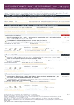Hoists and Platform Lifts — Quality Inspection Checklist preview