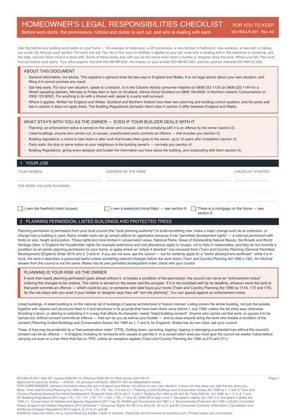 Homeowner's Legal Responsibilities Checklist preview