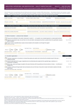 Insulation, Vapour Seal and Identification — Quality Inspection Checklist preview