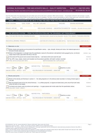 Internal Blockwork — Fire and Acoustic Walls — Quality Inspection Checklist preview