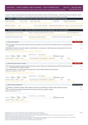 Lead Paint — Survey, Removal and Clearance — Quality Inspection Checklist preview