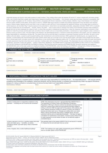 Legionella Risk Assessment — Water Systems preview