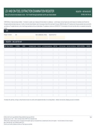 LEV and On-Tool Extraction Examination Register preview