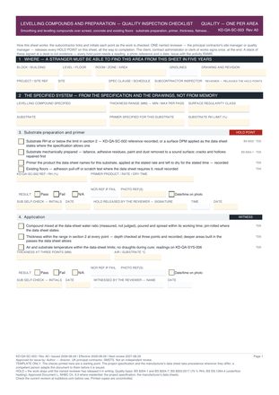 Levelling Compounds and Preparation — Quality Inspection Checklist preview