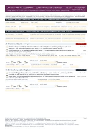 Lift Shaft and Pit Acceptance — Quality Inspection Checklist preview