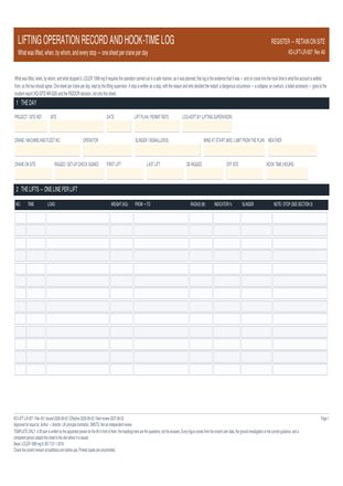 Lifting Operation Record and Hook-Time Log preview