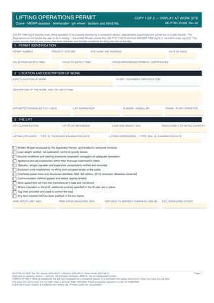 Lifting Operations Permit preview
