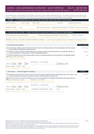 Lighting — Levels and Emergency Lighting Test — Quality Inspection Checklist preview