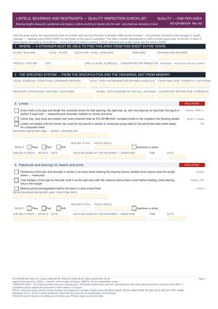 Lintels, Bearings and Restraints — Quality Inspection Checklist preview