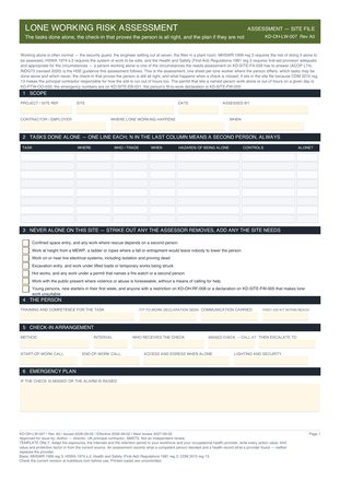 Lone Working Risk Assessment preview