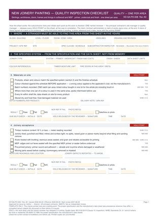 New Joinery Painting — Quality Inspection Checklist preview