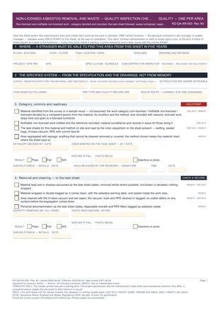 Non-Licensed Asbestos Removal and Waste — Quality Inspection Checklist preview