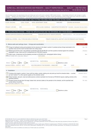 Nurse Call, Bed-Head Services and Pendants — Quality Inspection Checklist preview