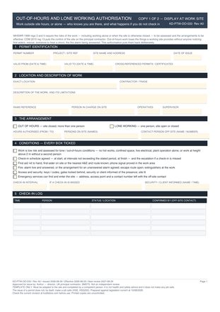 Out-of-Hours and Lone Working Authorisation preview