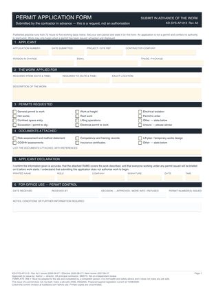 Permit Application Form preview