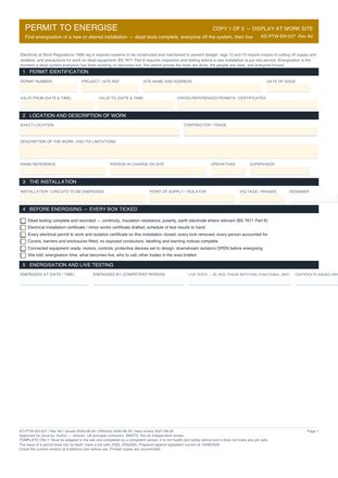 Permit to Energise preview