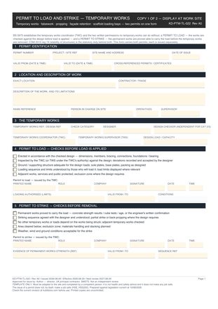 Permit to Load and Strike — Temporary Works preview