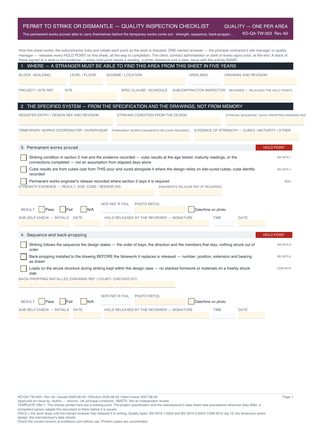 Permit to Strike or Dismantle — Quality Inspection Checklist preview