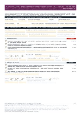 Plant Installation — Bases, Vibration Isolation and Connections — Quality Inspection Checklist preview