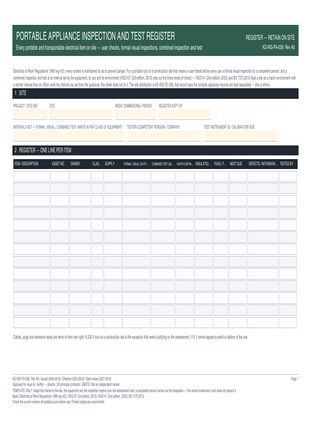 Portable Appliance Inspection and Test Register preview