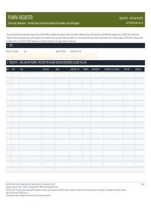 POWRA Register preview