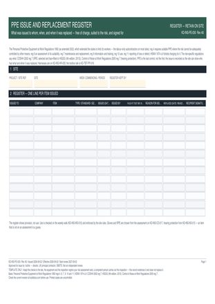 PPE Issue and Replacement Register preview