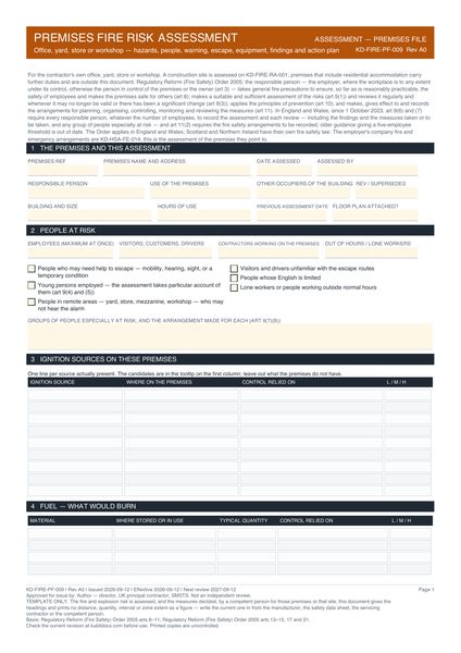 Premises Fire Risk Assessment preview