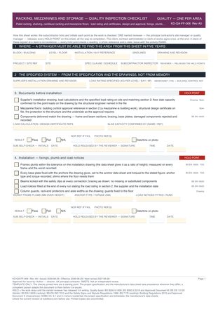 Racking, Mezzanines and Storage — Quality Inspection Checklist preview