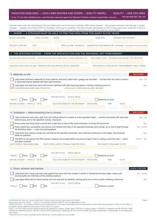 Radiation Shielding — Lead-Lined Boards and Doors — Quality Inspection Checklist preview