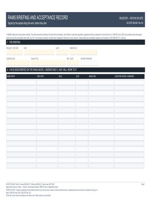 RAMS Briefing and Acceptance Record preview