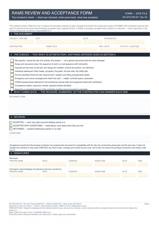 RAMS Review and Acceptance Form preview