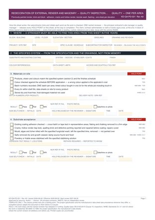 Redecoration of External Render and Masonry — Quality Inspection Checklist preview