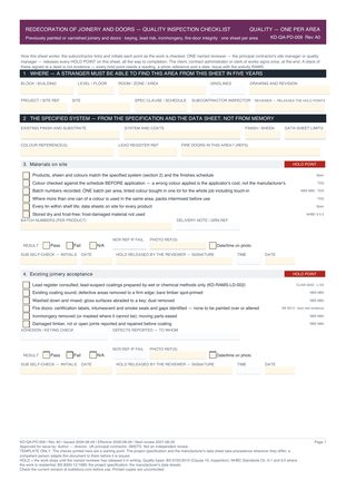 Redecoration of Joinery and Doors — Quality Inspection Checklist preview