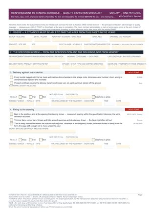 Reinforcement to Bending Schedule — Quality Inspection Checklist preview