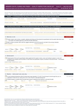 Render Coats, Curing and Finish — Quality Inspection Checklist preview