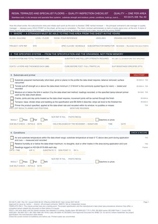 Resin, Terrazzo and Specialist Floors — Quality Inspection Checklist preview